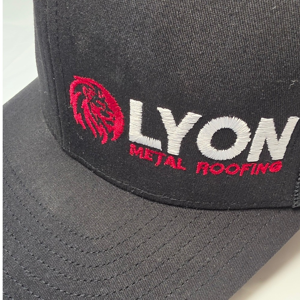 Richardson Trucker Hat Mens XL Black Excellent Lyon Metal Roofing Snapback 112